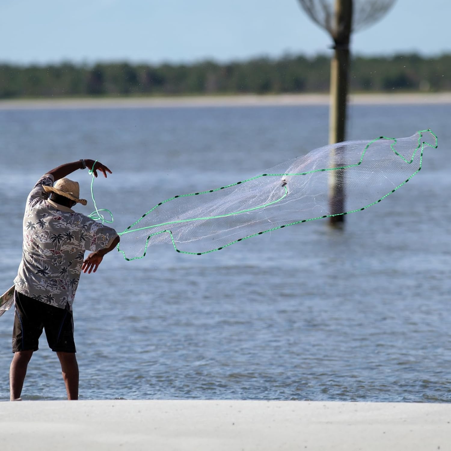 Goture American Fishing Cast Net Saltwater Freshwater, 3/8inch 1/4in Mesh Size Casting Net for Bait Fish Shrimp Trap, Black Sinkers, 3ft/4ft/5ft/6ft/8ft/10ft Radius Throw Cast Net with Needle - Image 6