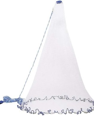 OTOEZ Fishing Net Cast Nets for Fishing 3Ft-8Ft Radius Saltwater Easy Throw Net Nylon/Tire Line 0.47/0.79 Inch Mesh Size for Bait Net Trap, with Sinker Aluminum Frisbee