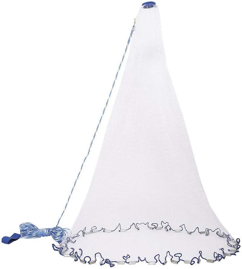 OTOEZ Fishing Net Cast Nets for Fishing 3Ft-8Ft Radius Saltwater Easy Throw Net Nylon/Tire Line 0.47/0.79 Inch Mesh Size for Bait Net Trap, with Sinker Aluminum Frisbee
