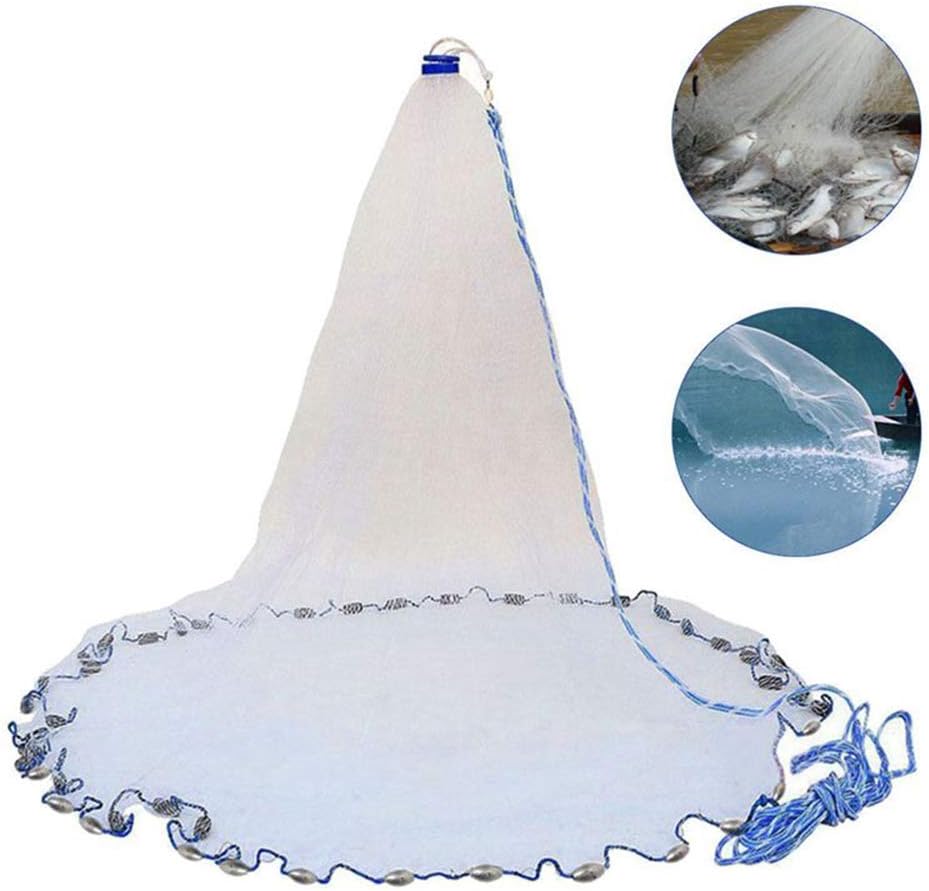 OTOEZ Fishing Net Cast Nets for Fishing 3Ft-8Ft Radius Saltwater Easy Throw Net Nylon/Tire Line 0.47/0.79 Inch Mesh Size for Bait Net Trap, with Sinker Aluminum Frisbee - Image 2