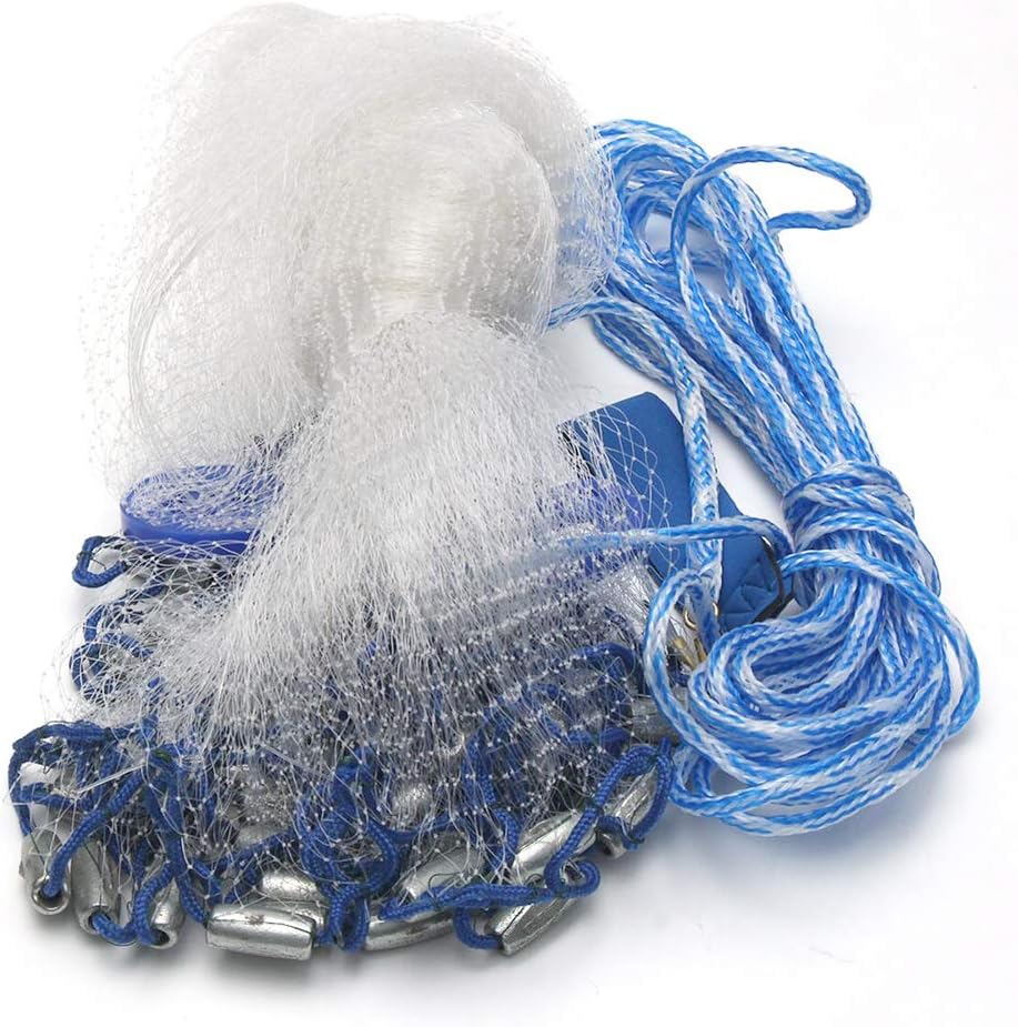 OTOEZ Fishing Net Cast Nets for Fishing 3Ft-8Ft Radius Saltwater Easy Throw Net Nylon/Tire Line 0.47/0.79 Inch Mesh Size for Bait Net Trap, with Sinker Aluminum Frisbee - Image 4